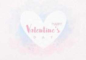 glücklicher valentinstag, der auf weißem herzen und buntem aquarellhintergrund formuliert. Valentinstag-Grußkarte im Aquarell-Zeichenstil und Vektordesign. vektor