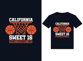 California Sweet 16 March Madness 1995 Illustrationen für druckfertige T-Shirt-Designs vektor