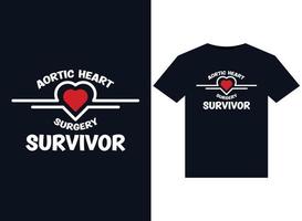 Illustrationen von Überlebenden einer Aortenherzoperation für das druckfertige T-Shirt-Design vektor