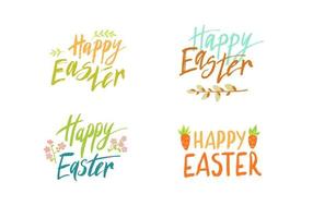 Set-Schriftzug - frohe Ostern. Kalligraphie-Vektorillustration des Feiertagsetikettensatzes. vektor