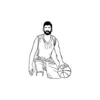 mensch mit kreativem design des basketballillustrationsschattenbildes vektor