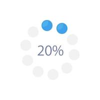 Infografik-Diagramm-Designvorlage für kreisförmigen Punktfortschritt. zwanzig Prozent. editierbares radiales Infochart mit Leistungsniveau. visuelle Datenpräsentation vektor