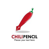 Chili-Bleistift-Logo-Design-Vorlagenillustration. es gibt bleistift und chili. das ist gut für die bildung vektor