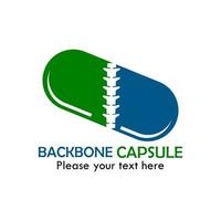 Backbone-Kapsel-Logo-Vorlage Illustration. geeignet für Medizin, Klinik, Apotheke, Web, Arzt etc vektor