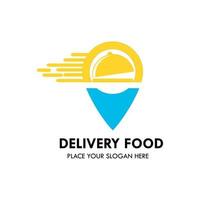 leverans mat logotyp design mall illustration. där är stift och mat vektor