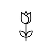 eps10 schwarz Vektor Tulpe Blume abstrakte Linie Kunstsymbol oder Logo isoliert auf weißem Hintergrund. Tulpenblumenumrisssymbol in einem einfachen, flachen, trendigen, modernen Stil für Ihr Website-Design und mobile App