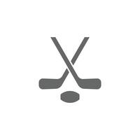 eps10 grå vektor fält hockey ikon eller logotyp isolerat på vit bakgrund. korsade fält hockey pinnar och boll symbol i en enkel platt trendig modern stil för din hemsida design, och mobil app