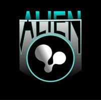 Alien-Logo-Design Metallstruktur vektor