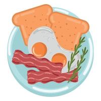Frühstücksspeck, Ei und Brot vektor