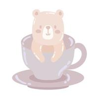 süßer Bär auf der Tasse vektor