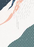 abstrakter kunsthintergrund mit geometrischem mustervektor. japanisches bannerdesign mit pinselstrich und spritzelementen im vintage-stil. vektor