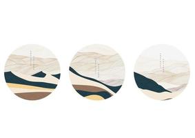 abstrakter Landschaftshintergrund mit Linienmustervektor. japanische wellenikone im orientalischen stil. Bergwald-Banner. vektor