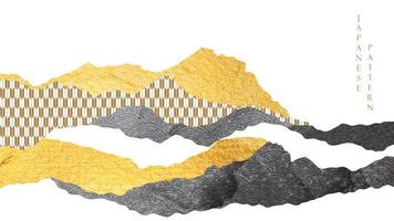 abstrakte landschaft mit japanischem wellenmustervektor. Naturkunsthintergrund mit Bergwaldschablone im orientalischen Stil. vektor