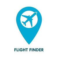 Flight-Finder-Logo-Design-Vorlage Illustration. Es gibt Flugzeuge. vektor