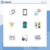 9 universell platt färger uppsättning för webb och mobil tillämpningar telefon app Lägg till huvud tänkande redigerbar vektor design element