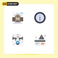 Stock Vector Icon Pack mit 4 Zeilenzeichen und Symbolen für die Stadtwerbung Hilfezeichen online bearbeitbare Vektordesign-Elemente