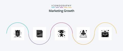Marketing Growth Glyph 5 Icon Pack inklusive Rakete. Diagramm. Bericht. Geschäft. Preis- vektor