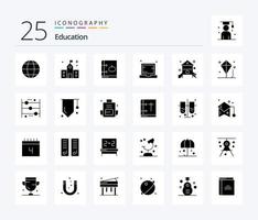 Bildung 25 solides Glyphen-Icon-Pack inklusive Laptop. Gerät. Schule. Computer. Wissen vektor