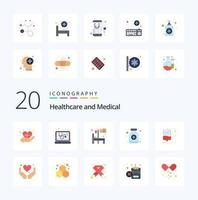 20 medicinsk platt Färg ikon packa tycka om donation blod sjukhus medicin sirap vektor