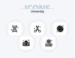 Universitäts-Glyphen-Icon-Pack 5-Icon-Design. Zeit. stationär. DNA. Schneiden. Schere vektor