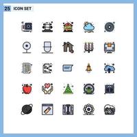 uppsättning av 25 modern ui ikoner symboler tecken för cCTV dvd Hem disk väder redigerbar vektor design element