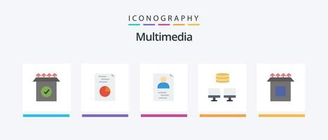 Multimedia Flat 5 Icon Pack inklusive . weitermachen. installieren. Kasten. kreatives Symboldesign vektor