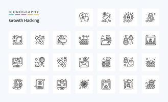 25 Hacking-Linien-Icon-Pack vektor