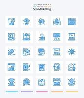 kreatives seo-marketing 25 blaues symbolpaket wie business. Start. Dollar. Lautsprecher. Megaphon vektor