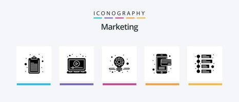 Marketing-Glyphe 5 Icon Pack inklusive . Marketing. Geschäft. Anzeige. online. kreatives Symboldesign vektor