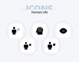 mänsklig glyf ikon packa 5 ikon design. sinne. huvud. mänsklig. står fast vid. energi vektor