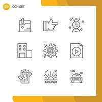 uppsättning av 9 modern ui ikoner symboler tecken för dokumentera preferenser vetenskap alternativ redskap redigerbar vektor design element