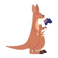 Känguru mit australischer Flagge vektor