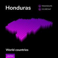 honduras 3d Karta. randig isometrisk neon vektor honduras Karta i violett färger. geografisk infographic Karta, affisch, baner, mall.