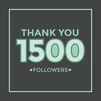 tacka du 1500 följare congratulation mall baner. firande 1500 prenumeranter mall för social media vektor