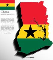 Vektor 3d Ghana karta med flagga