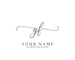 anfängliches gf-schönheitsmonogramm und elegantes logo-design, handschriftliches logo der ersten unterschrift, hochzeit, mode, blumen und botanik mit kreativer vorlage. vektor