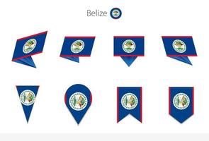 belize nationell flagga samling, åtta versioner av belize vektor flaggor.