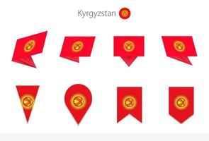 Sammlung kirgisischer Nationalflaggen, acht Versionen von kirgisischen Vektorflaggen. vektor