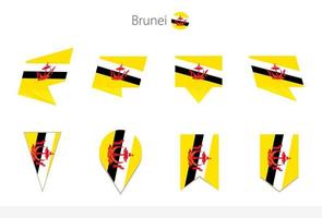 brunei-nationalflaggensammlung, acht versionen von brunei-vektorflaggen. vektor
