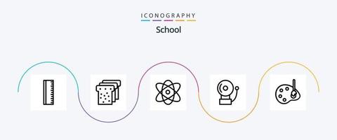 School Line 5 Icon Pack inklusive . Zeichnung. Physik. zeichnen. Schule vektor