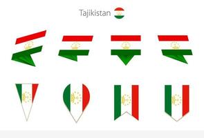 Tadschikistan-Nationalflaggensammlung, acht Versionen von Tadschikistan-Vektorflaggen. vektor