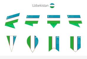Sammlung usbekischer Nationalflaggen, acht Versionen usbekischer Vektorflaggen. vektor