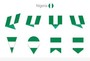 nigeria nationell flagga samling, åtta versioner av nigeria vektor flaggor.