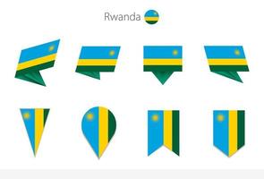 Ruanda-Nationalflaggensammlung, acht Versionen von Ruanda-Vektorflaggen. vektor
