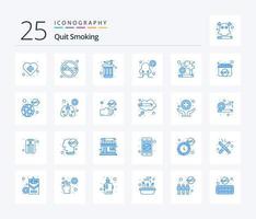 sluta rökning 25 blå Färg ikon packa Inklusive ohälsosam. missbruk. skräp. kort andetag. näsa vektor