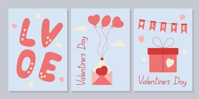 tryckbar kort mall för valentines dag. layout i a6. valentines dag kort uppsättning. klotter och skisser vektor illustrationer.