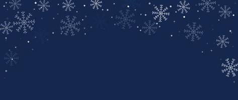 elegante Winterschneeflockehintergrund-Vektorillustration. luxuriöse dekorative schneeflocke und funkeln auf dunkelblauem hintergrund. Design geeignet für Einladungskarte, Gruß, Tapete, Poster, Banner. vektor
