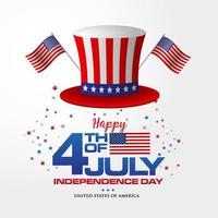 4. Juli. glücklicher unabhängigkeitstag von amerika hintergrund mit amerikanischem hut vektor