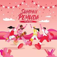 Vektor-Illustration. Selamat Hari Sumpah Pemuda. übersetzung, fröhliches indonesisches jugendversprechen. geeignet für Grußkarten, Poster und Banner vektor