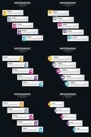 Vektor 6 Infografiken Pack Präsentationsfolie Vorlage 5 Schritte Zyklusdiagramme und Zeitleisten